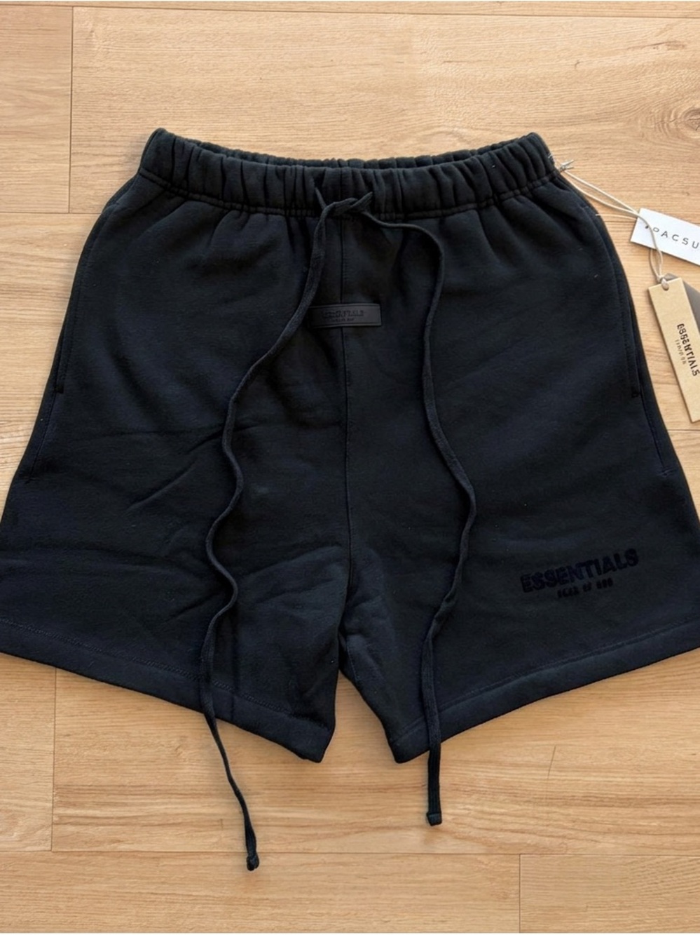 ESSENTIALS Black Men's Drawstring Athletic Shorts